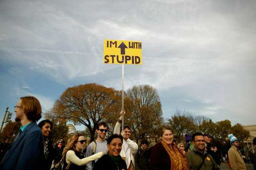 A sign from God: I'm with Stupid.<
