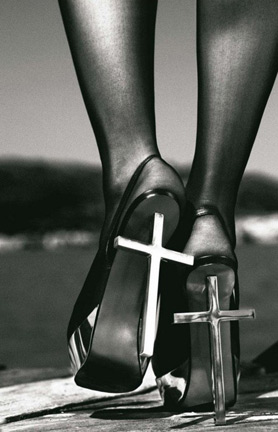 High-heel crucifixes.