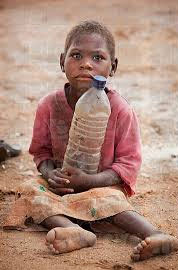 african with water bottle
